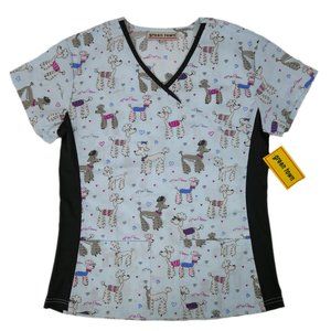 Green Town Scrub Top Women's XS Poodles